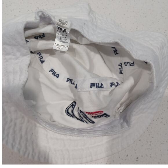 FILA Unisex Bucket Hat White One Size Speed Logo - Picture 5 of 5